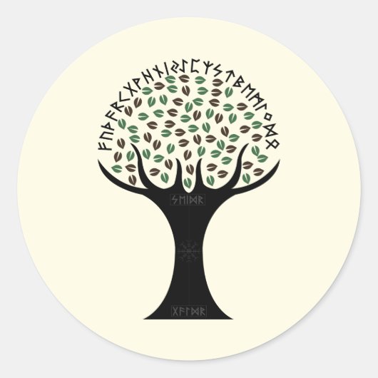 Autocollant Arbre Runique (Rond) (Devant)