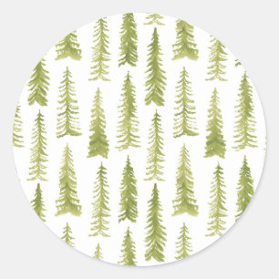 Autocollant arbres pin aquarelle