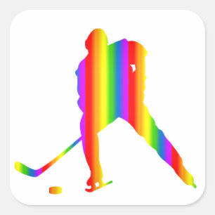 Autocollant arc-en-ciel de hockey sur glace coloré