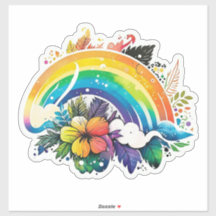Autocollant arc-en-ciel Floral Boho