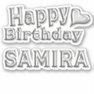 Autocollant argent Joyeux Anniversaire Samira