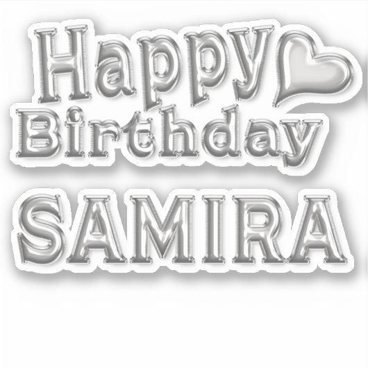 Autocollant argent Joyeux Anniversaire Samira (Devant)