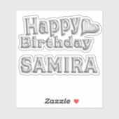 Autocollant argent Joyeux Anniversaire Samira (Feuille)