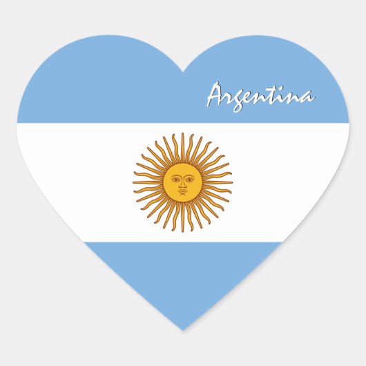 Autocollant Argentine, Cœur, Drapeau Patriotique A (Devant)