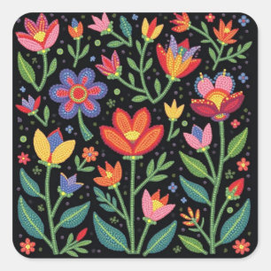 Autocollant Art folklorique Art Floral Metis