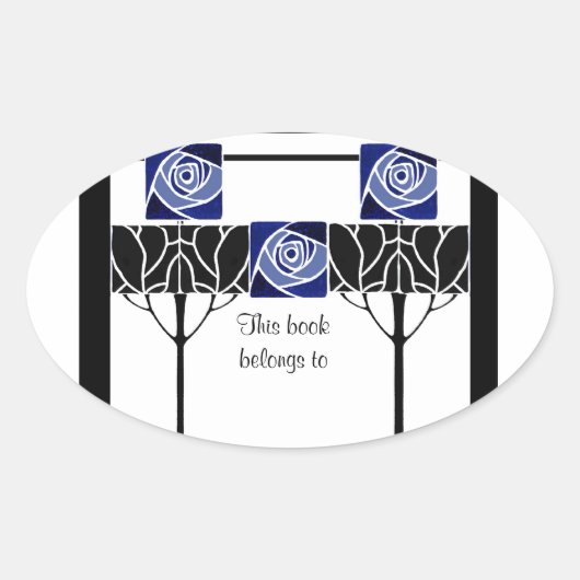 Autocollant Art Nouveau rose Bleu (Devant)