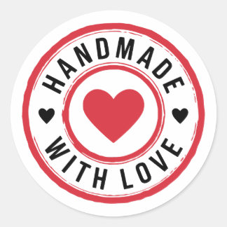 Autocollant artisanal avec amour avec coeur