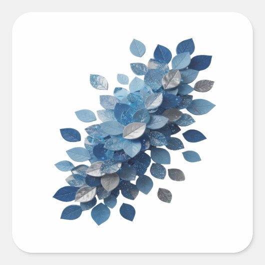 Autocollant artisanat feuilles bleues gris dynamiq (Devant)