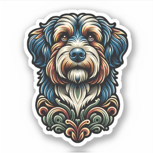 Autocollant Aussiedoodle Vinyl Waterproof (Devant)