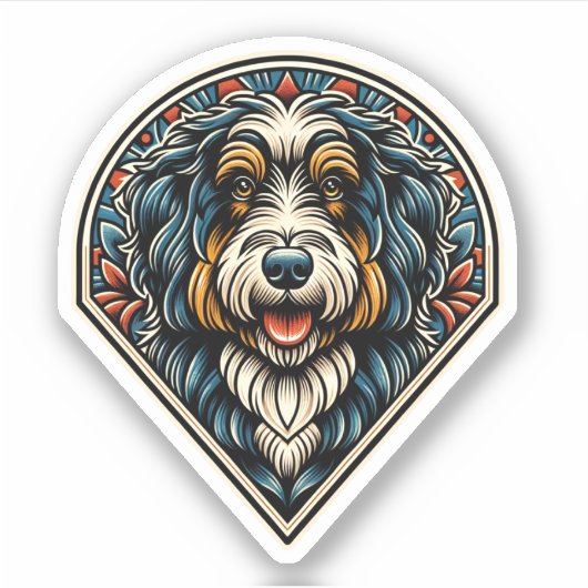 Autocollant Aussiedoodle Vinyl Waterproof (Devant)