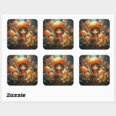 Autocollant aux champignons mignons (Feuille)