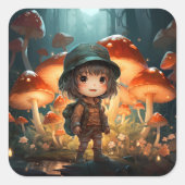 Autocollant aux champignons mignons (Devant)