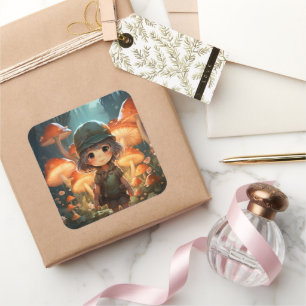 Autocollant aux champignons mignons