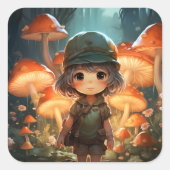 Autocollant aux champignons mignons (Devant)