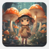 Autocollant aux champignons mignons (Devant)