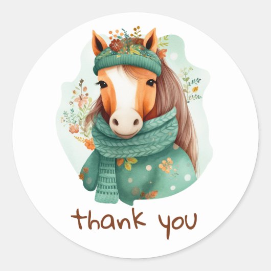 autocollant avec beau cheval aquarelle (Devant)