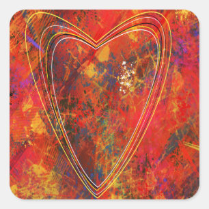 Autocollant avec un coeur flamboyant