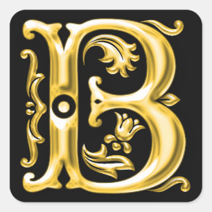 Autocollant B majuscule initial en or