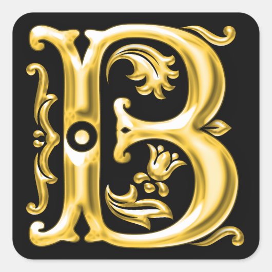 Autocollant B majuscule initial en or (Devant)