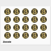 Autocollant B rond initial en or (Feuille)