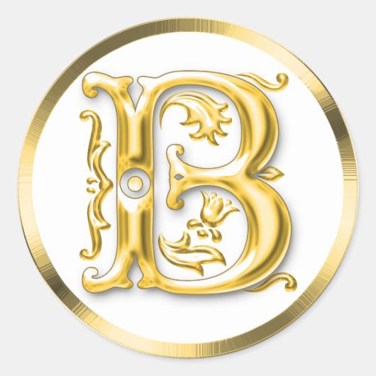 Autocollant B rond initial en or (Devant)