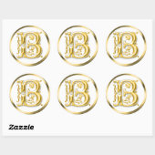Autocollant B rond initial en or (Feuille)