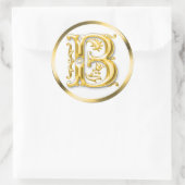 Autocollant B rond initial en or (Sac)