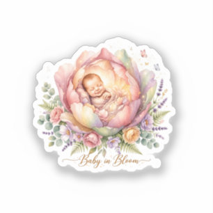 Autocollant Baby in Bloom pour Baby Shower