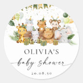 Autocollant Baby Shower Animaux de Safari (Devant)