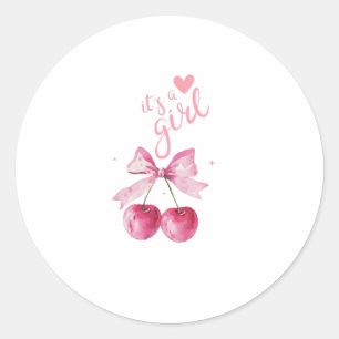 Autocollant Baby Shower Cerise C'est une Fille