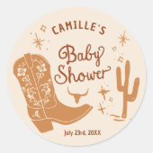 Autocollant Baby shower Cowboy Favoriser (Devant)