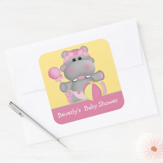 Autocollant Baby shower Hippo bébé (Enveloppe)