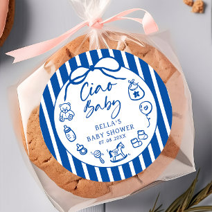 Autocollant Baby shower italien Ciao bleu