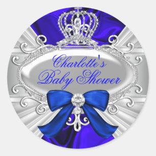 Autocollant Baby Shower Little Prince Royal Blue B
