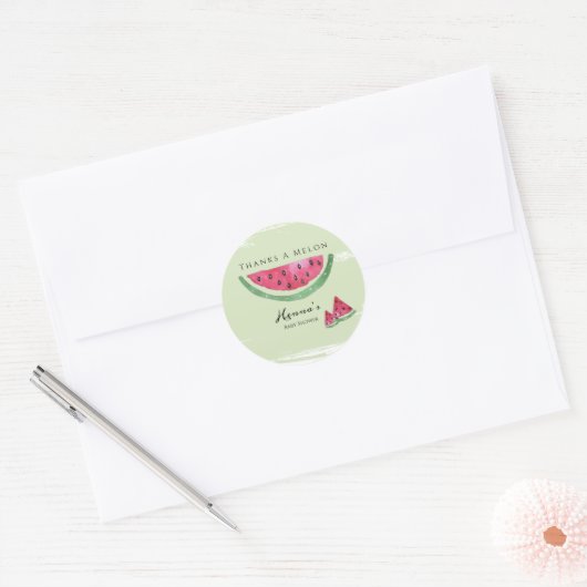 Autocollant Baby Shower Melon d'Été (Enveloppe)