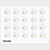 Autocollant Baby shower Merci Blue Sailboat (Feuille)