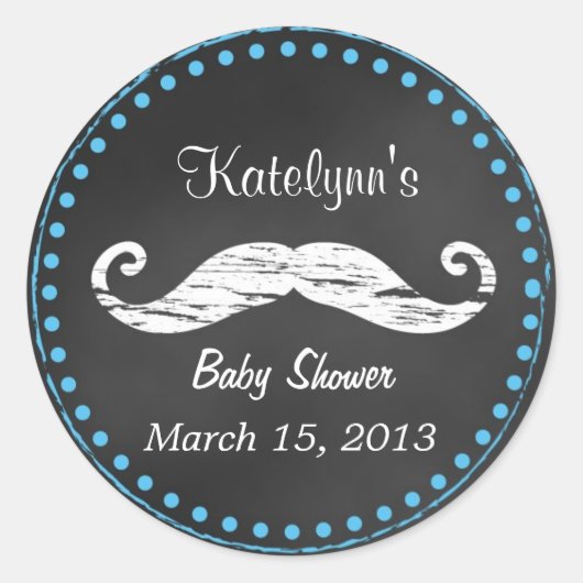 Autocollant Baby shower Moustache Favoriser (Devant)