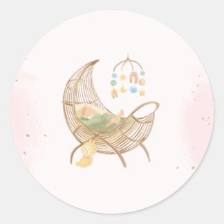 autocollant baby shower rose et brun