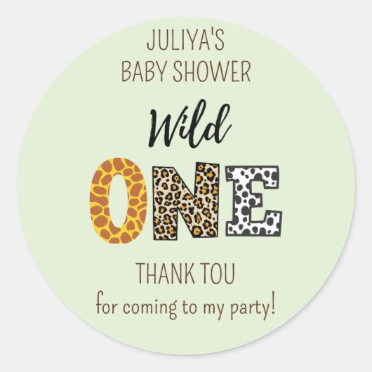 Autocollant baby shower Wild One Green garçon (Devant)