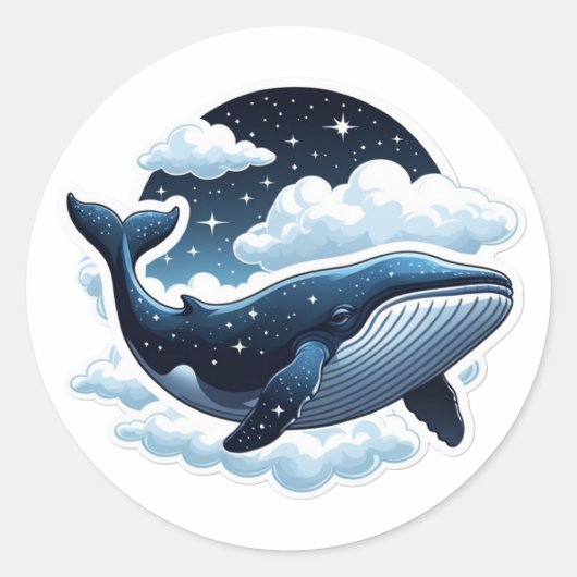 Autocollant baleine nuage flottant avec étoiles (Devant)