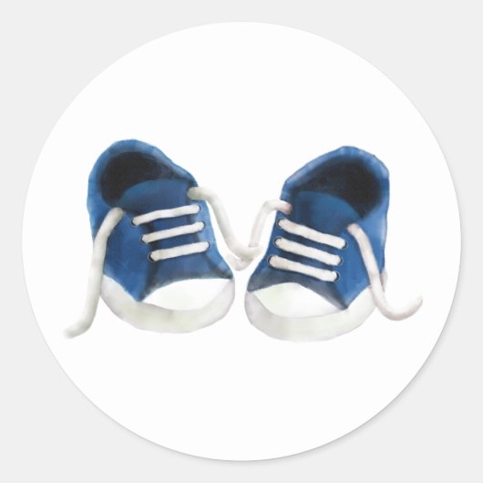 Autocollant baskets bébé bleu, Étiquette de cadeau (Devant)