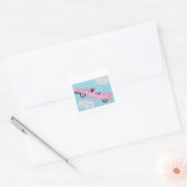 Autocollant Bassets dans une décapotable rose (Enveloppe)