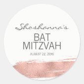Autocollant Bat Mitzvah Rose Gold Brushstroke (Devant)