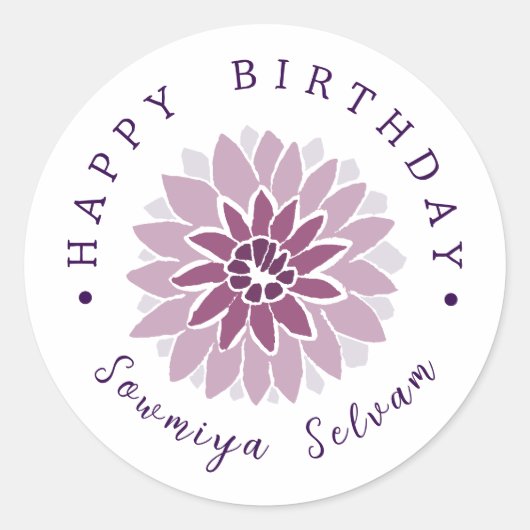 Autocollant B'day à Customise de fleurs Dahlia (Devant)