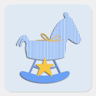 Autocollant Bébé Cheval à Roche Bleu