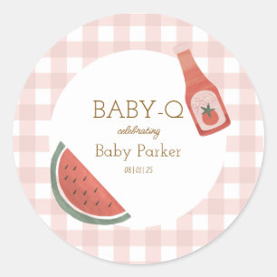 Autocollant bébé-Q à carreaux roses