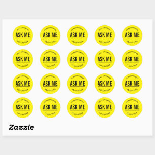 Autocollant bénévole jaune et noir demandez-moi