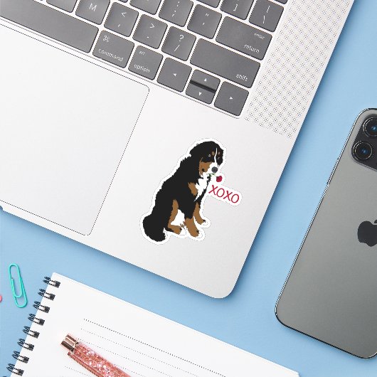 Autocollant bernois de chien de montagne (Ordinateur portable avec iPhone)