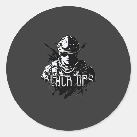 Autocollant Black Ops noir et blanc (Devant)