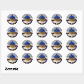 Autocollant blanc bleu rond fait maison (Feuille)